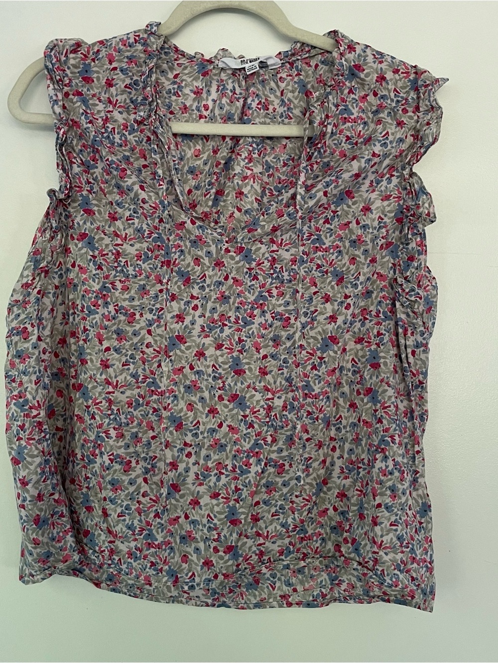 Bb Dakota Floral Ruffle Cap-Sleeve Women’s Top — Pink/Blue Floral XL